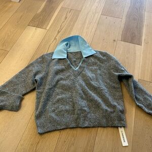Commense contrast collar wool blend sweater